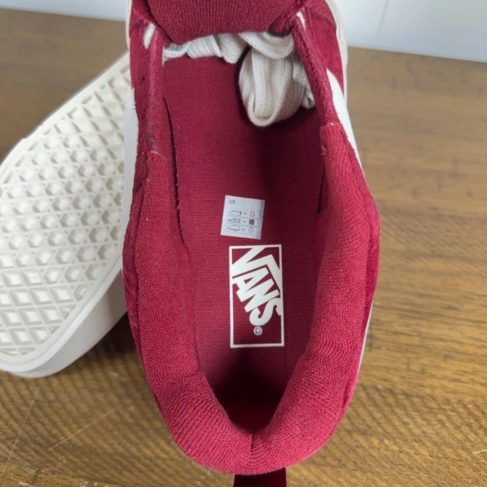 Vans Shoes Womens 7 Bordeaux‎ Red Knu Skool Suede Casual Skate Sneakers NEW